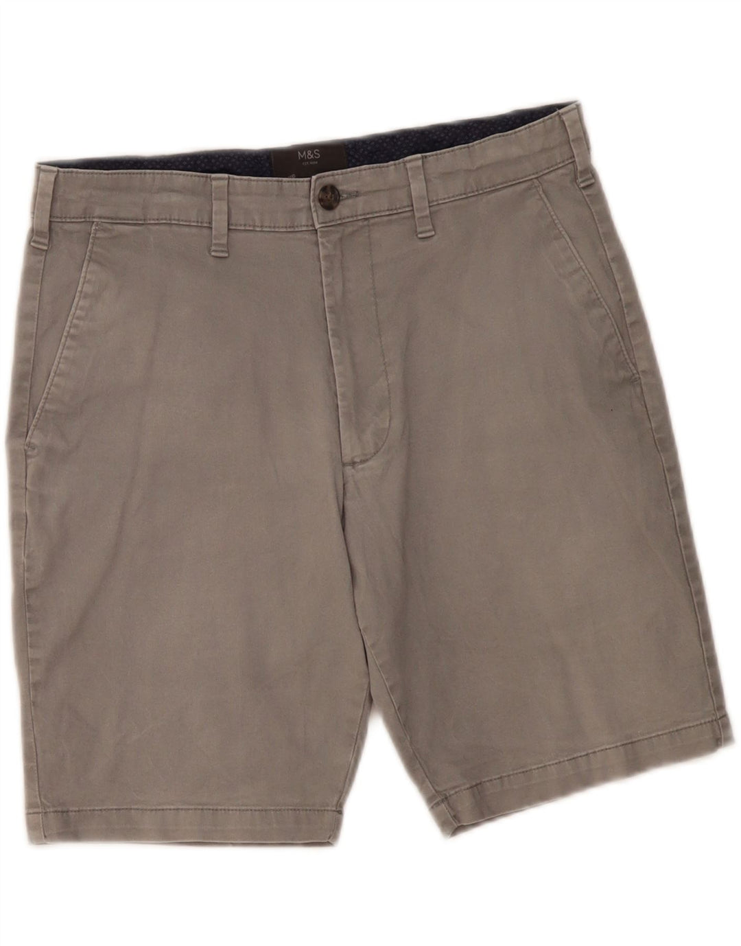 MARKS & SPENCER Pantalones cortos chinos para hombre W32 Algodón gris medio