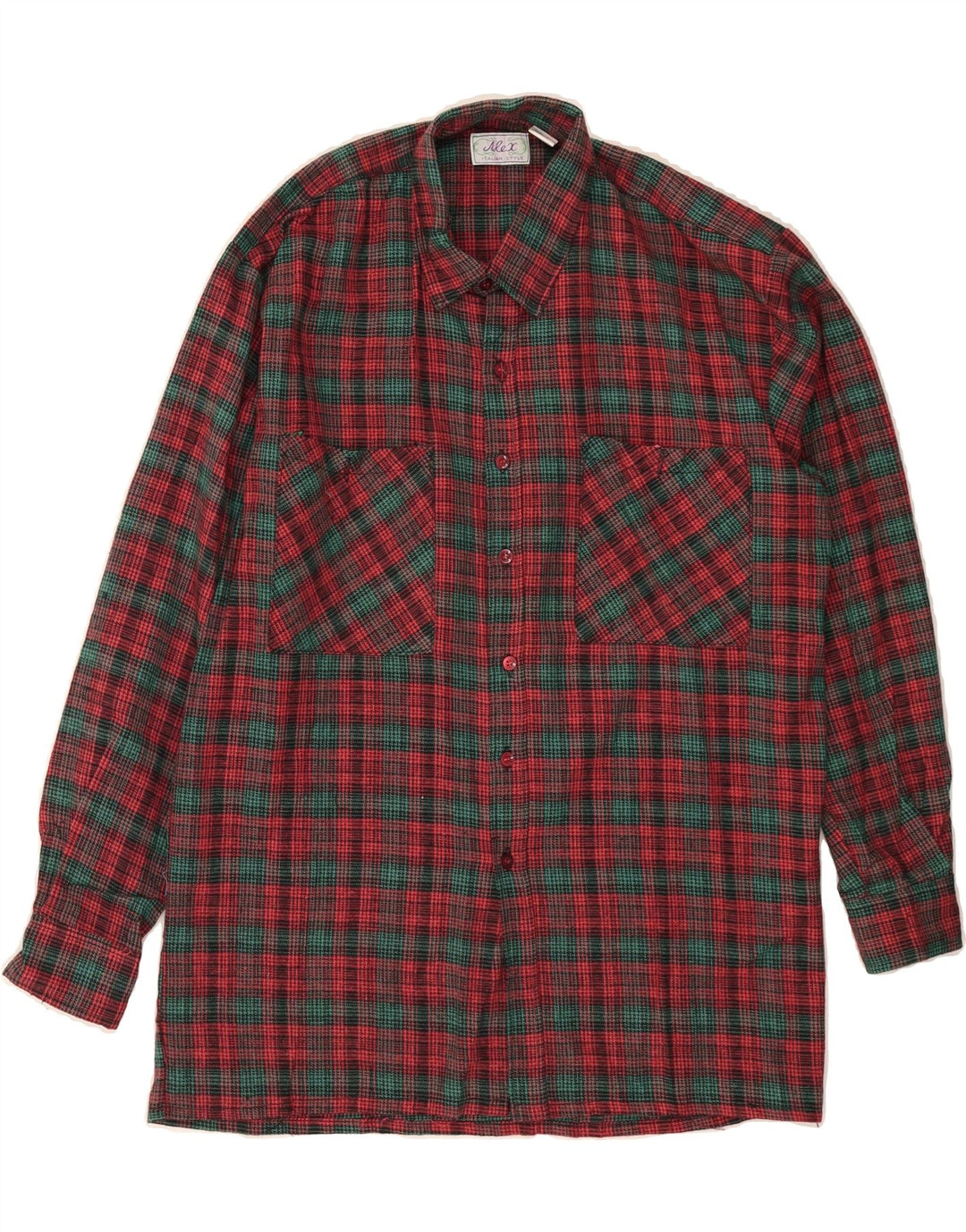 ALEX Mens Flannel Shirt Medium Red Check Cotton Vintage ALEX and Second-Hand ALEX from Messina Hembry 