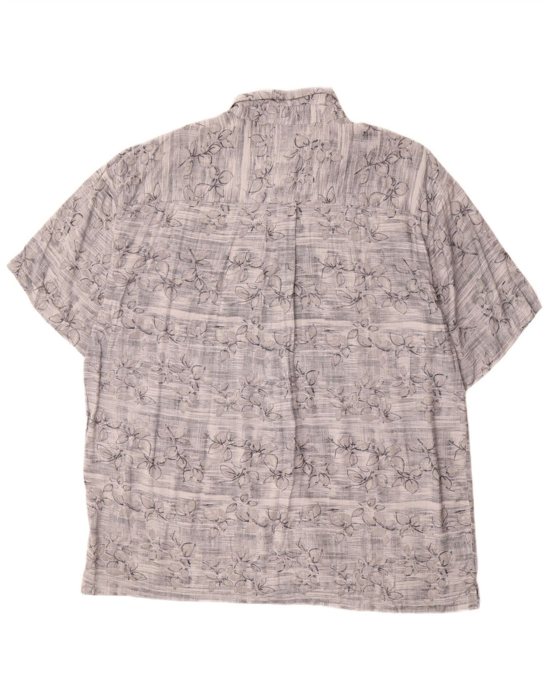 Vintage hombres camisa de manga corta XL gris floral rayón