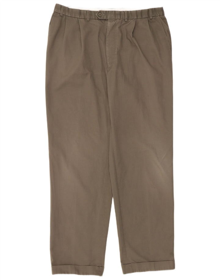 Marks & Spencer Pantalón de traje con pinzas para hombre W38 L33 Poliéster caqui