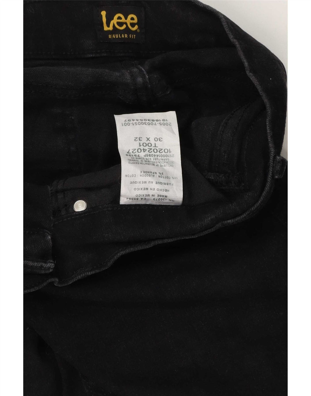 Vaqueros rectos de corte regular para hombre Lee W30 L32 Algodón negro