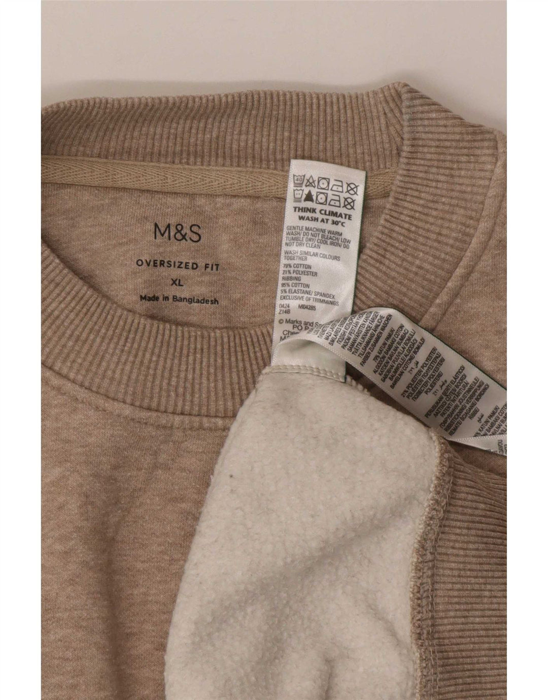 Marks & Spencer Hombre Sudadera Extragrande Jersey XL Algodón Moteado Gris