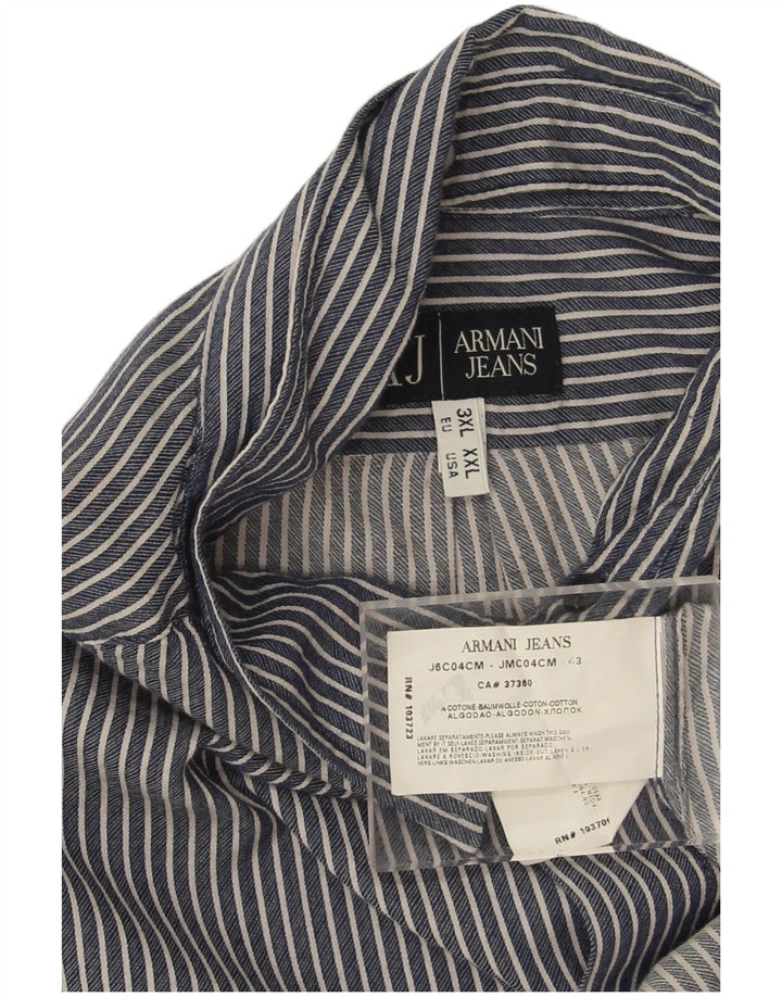 Armani Jeans Camisa Hombre 3XL Azul Marino Rayas Algodón