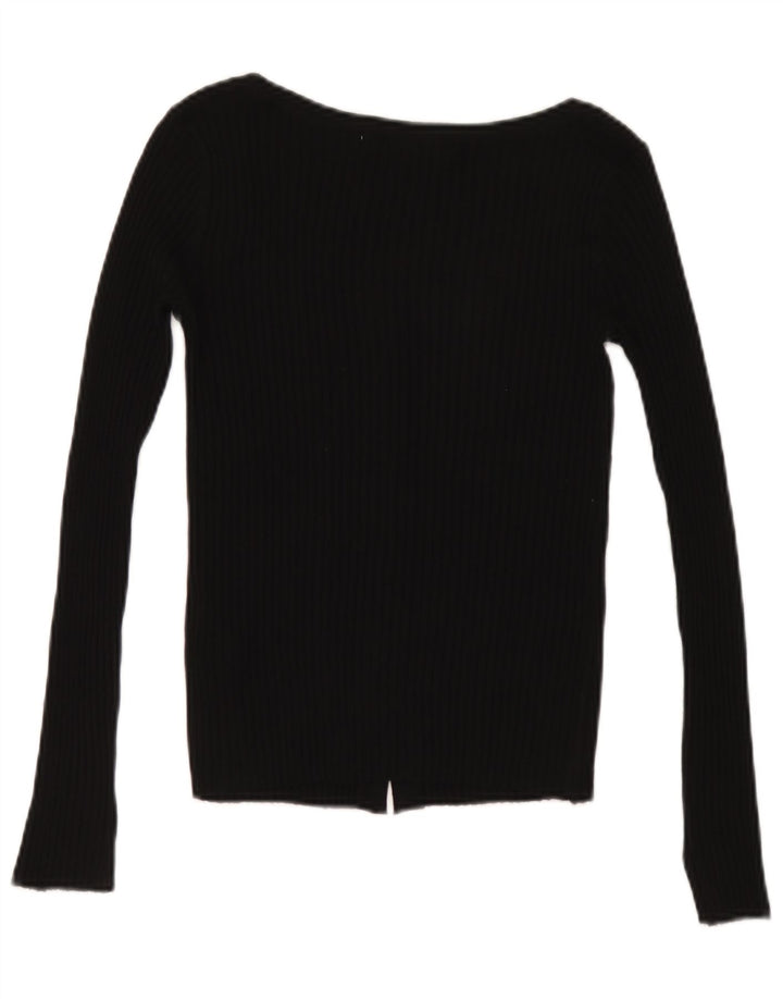 Zara Mujer Cárdigan Suéter UK 8 Pequeño Acrílico Negro
