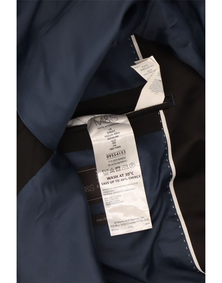 MARKS & SPENCER Chaqueta tipo blazer con 1 botón para hombre EU 50 Grande Poliéster negro