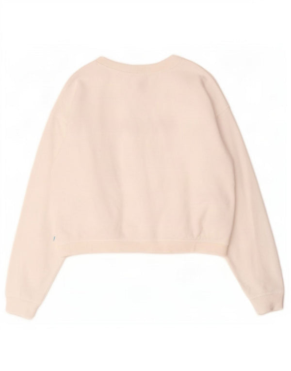 Roxy Mujer Oversize Crop Graphic Sudadera Jumper UK 10 Small Blanco
