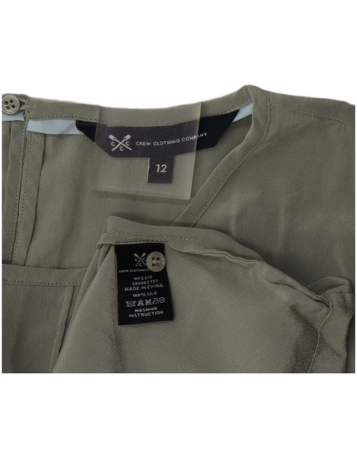 Crew Clothing Blusa para mujer Top UK 12 Seda verde medio