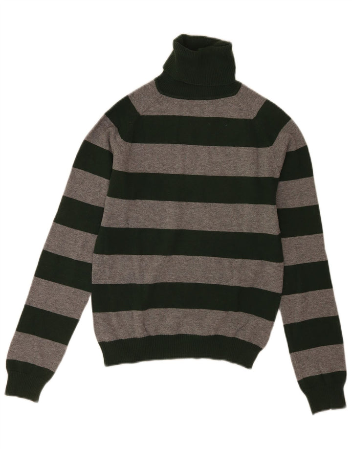 Zara - Jersey con cuello vuelto para mujer, talla 42, algodón a rayas, color gris medio