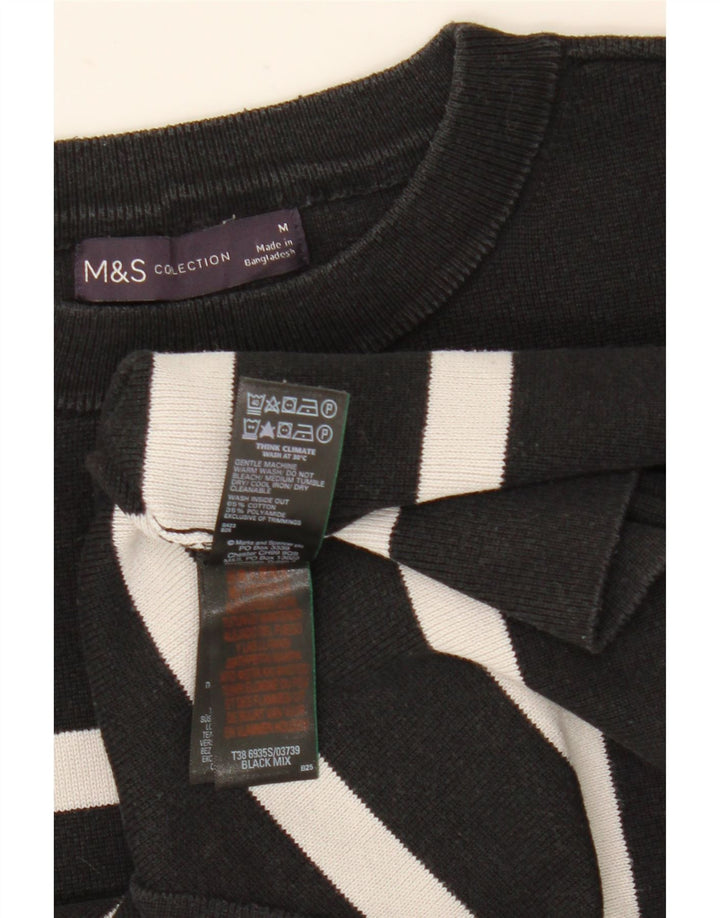 Marks & Spencer - Jersey de cuello redondo para mujer, talla 40, talla mediana, color negro a rayas