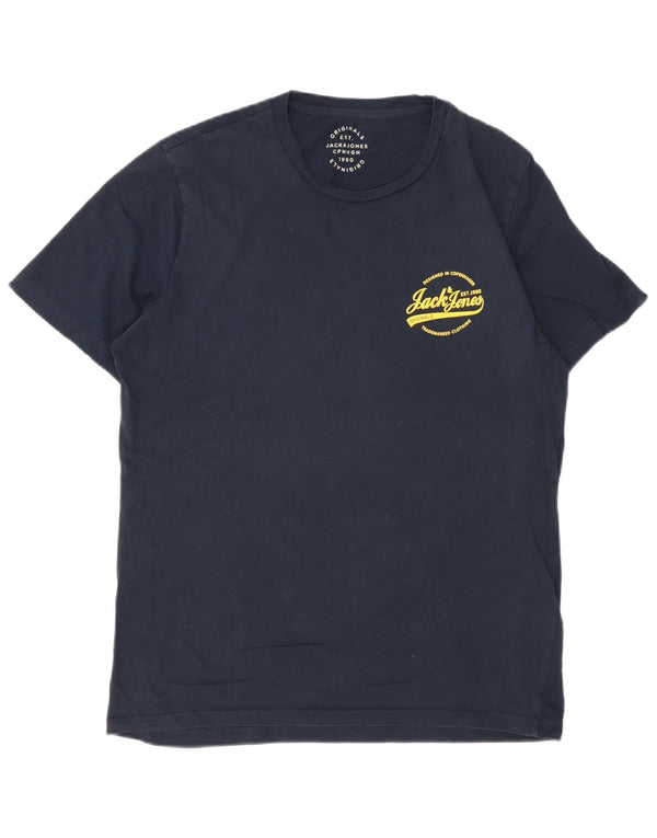 Jack & Jones Hombre Camiseta Gráfica Top XL Azul Marino Algodón