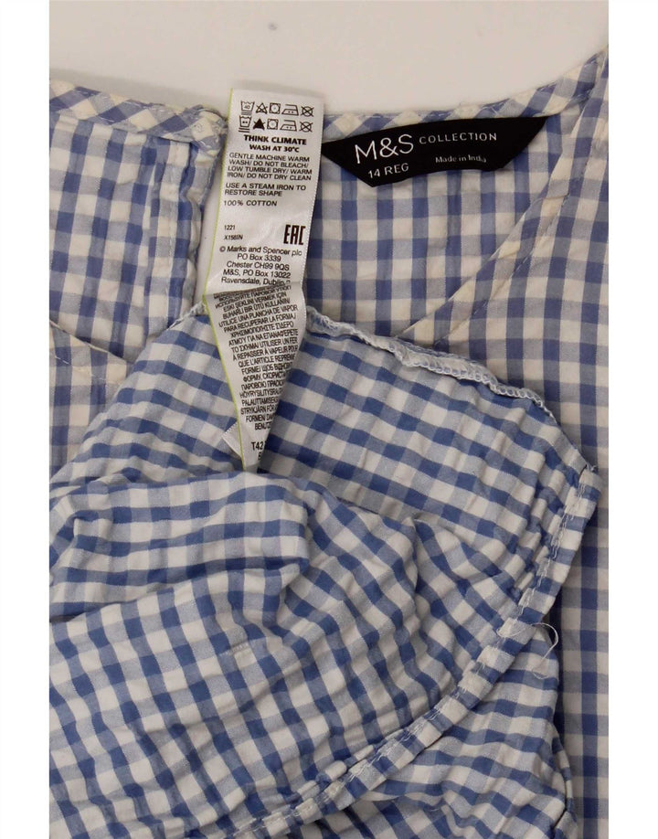 Marks & Spencer Vestido largo para mujer UK 44 Algodón a cuadros azul medio