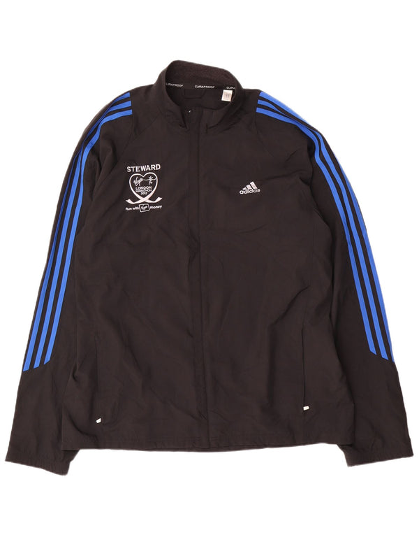Adidas - Chaqueta impermeable gráfica para hombre, talla 40, poliéster negro grande