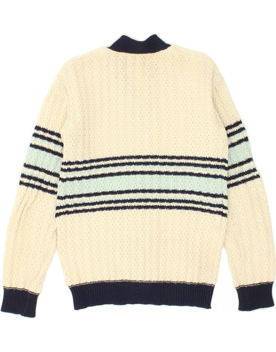 VINTAGE Boys Cardigan Sweater 14-15 Years Off White Striped Acrylic Vintage Vintage and Second-Hand Vintage from Messina Hembry 