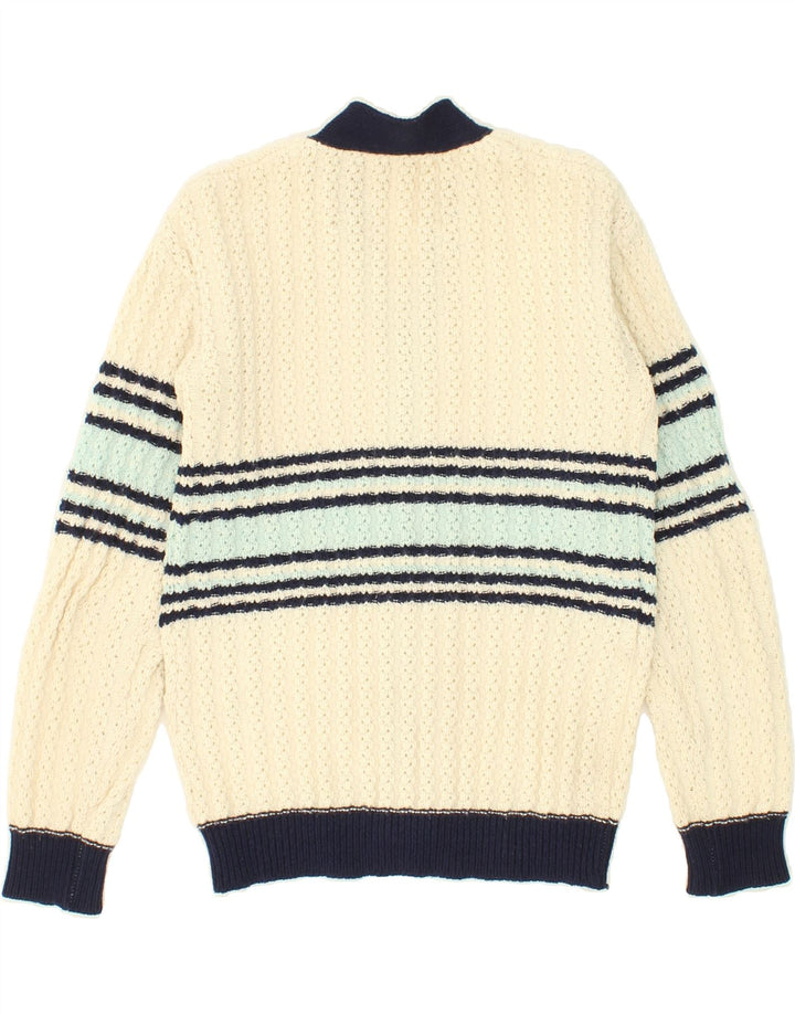 VINTAGE Boys Cardigan Sweater 14-15 Years Off White Striped Acrylic Vintage Vintage and Second-Hand Vintage from Messina Hembry 