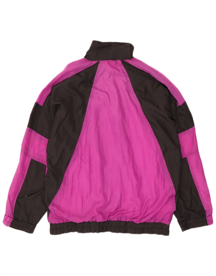 Vintage hombres chándal top chaqueta grande negro colorblock nylon
