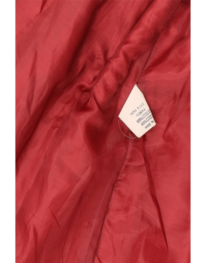 Vintage mujer chaqueta de cuero Reino Unido 14 cuero rojo medio