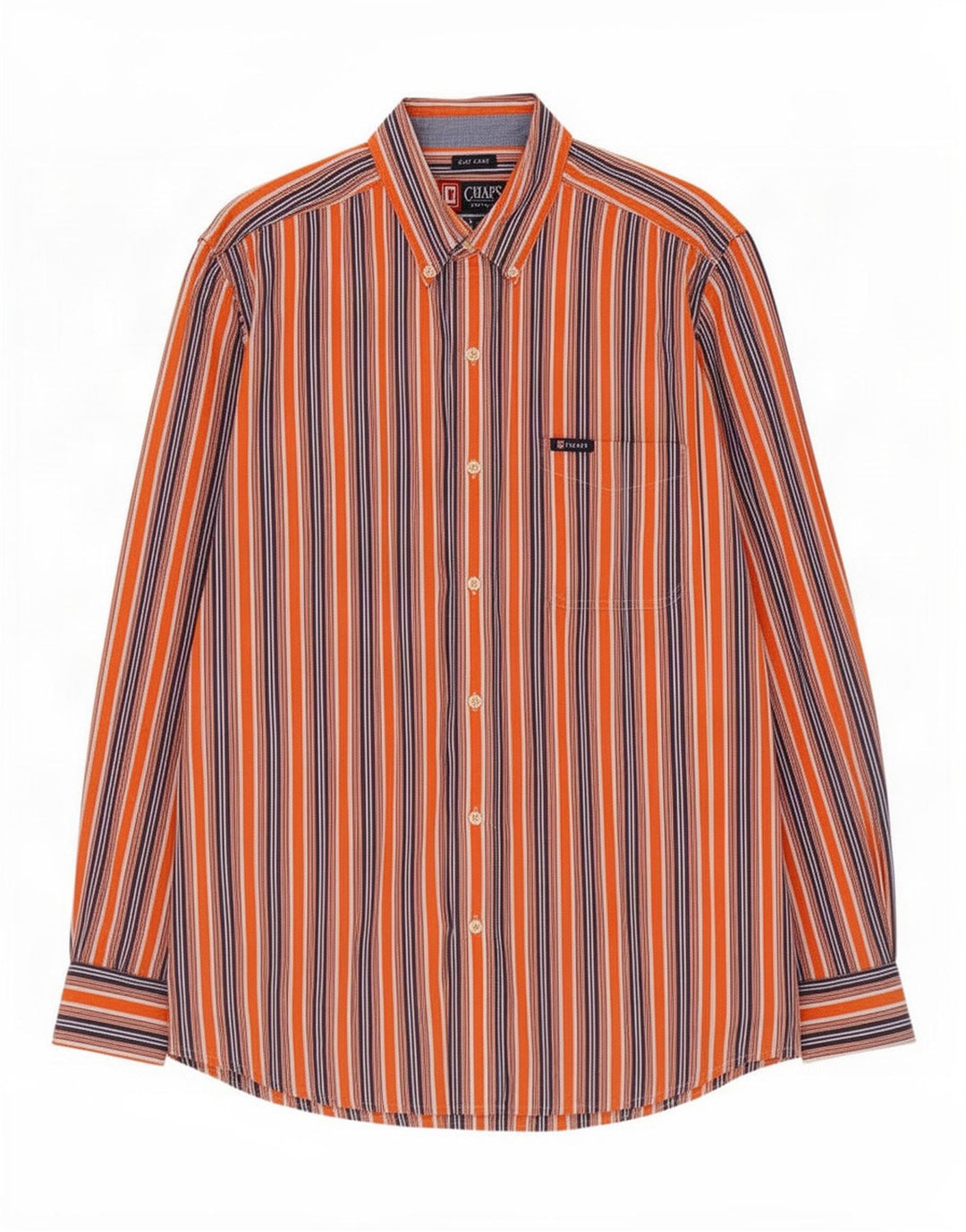 Chaps Camisa Easy Fit para hombre de algodón a rayas naranja grande