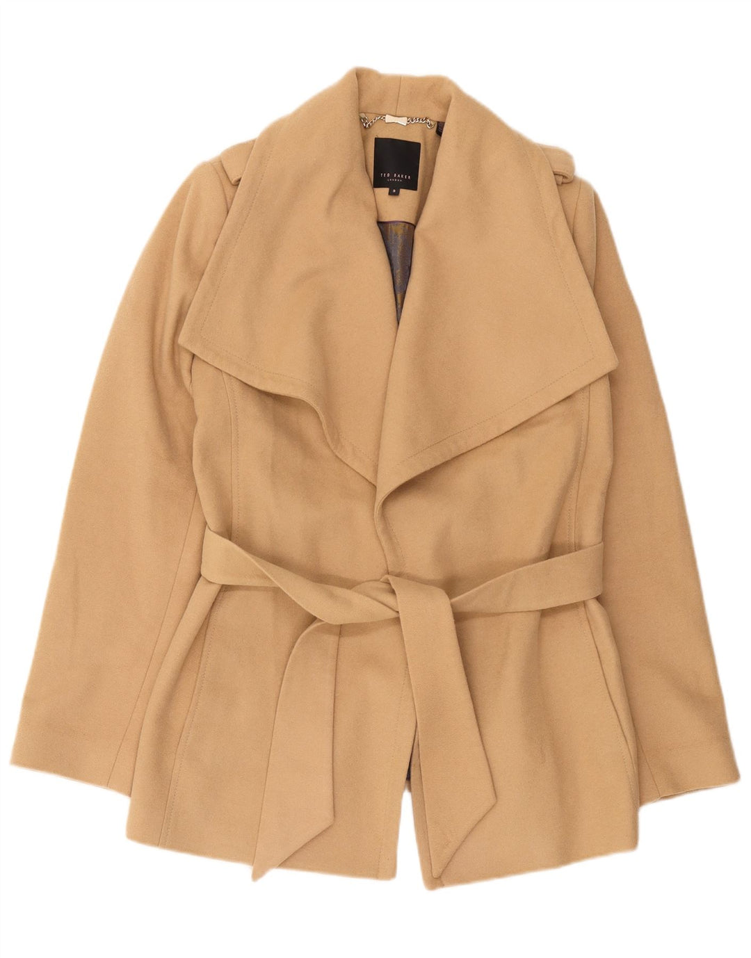 Abrigo Ted Baker Para Mujer Talla 3 Lana Beige Mediana