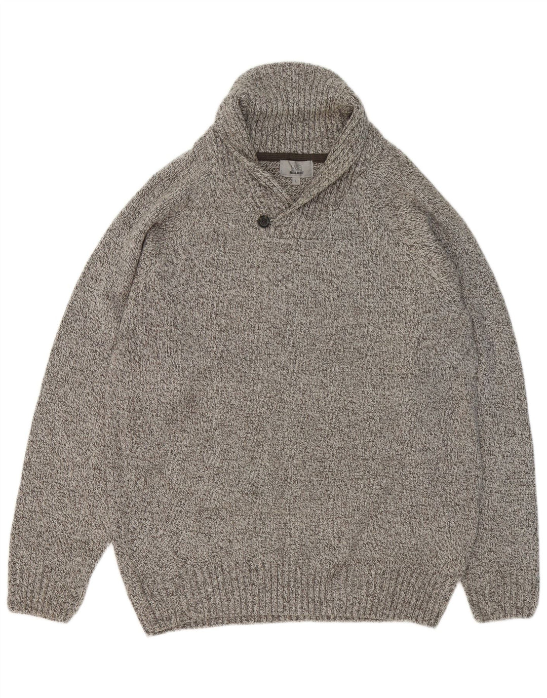 Marks & Spencer Jersey con cuello tipo chal para hombre, talla grande, gris moteado