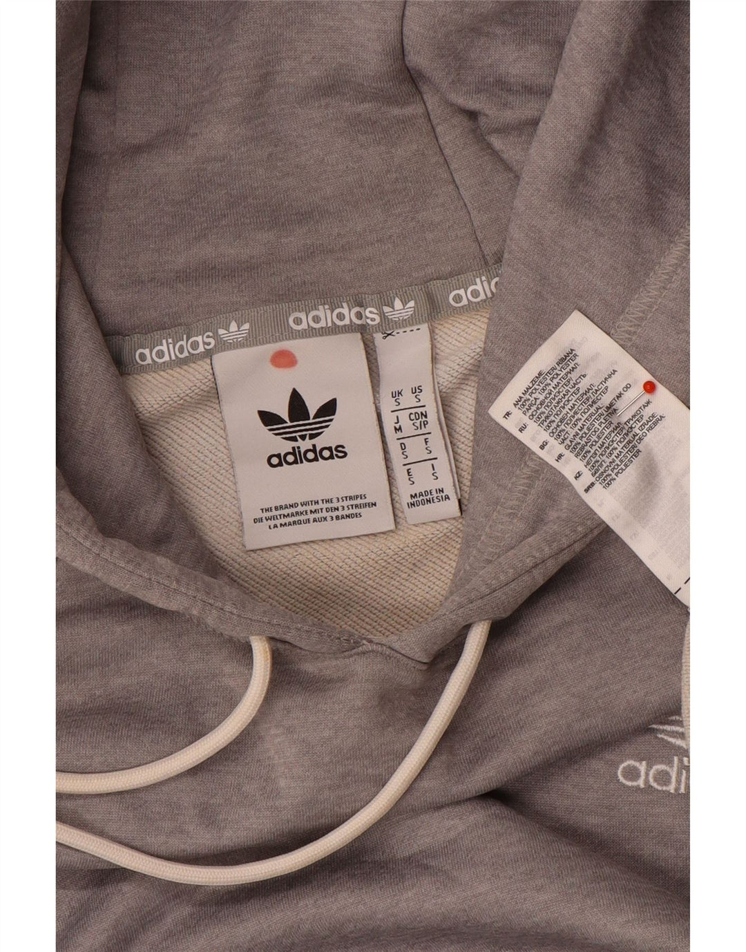 Adidas Hombre Sudadera Con Capucha Jersey Pequeño Gris Poliéster