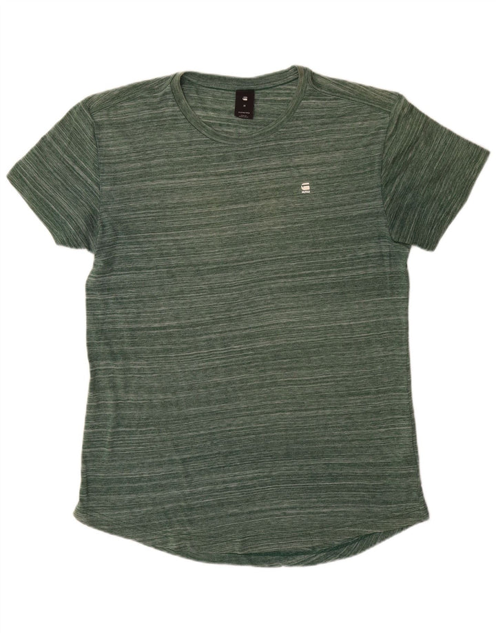 G-STAR Hombre Camiseta Top Poliéster A Rayas Verde Medio