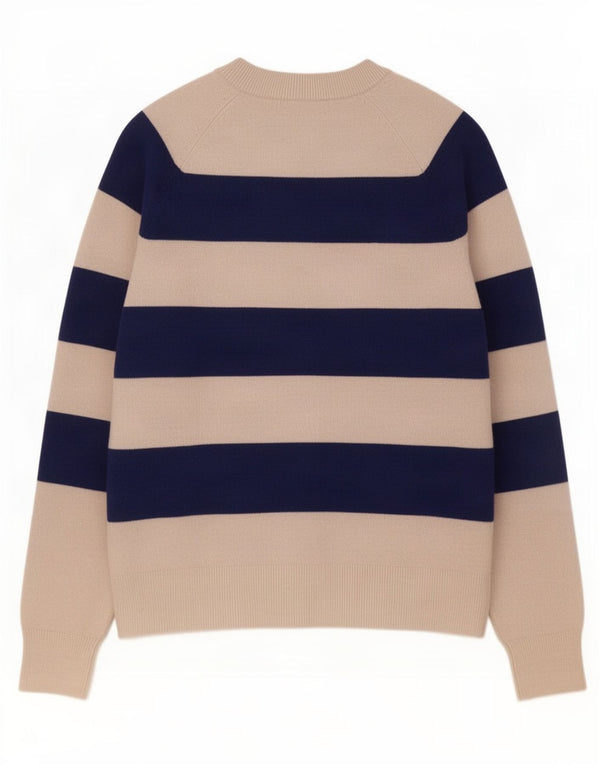 Marks & Spencer Jersey con Cuello Barco para Mujer UK 10 Small White Stripes