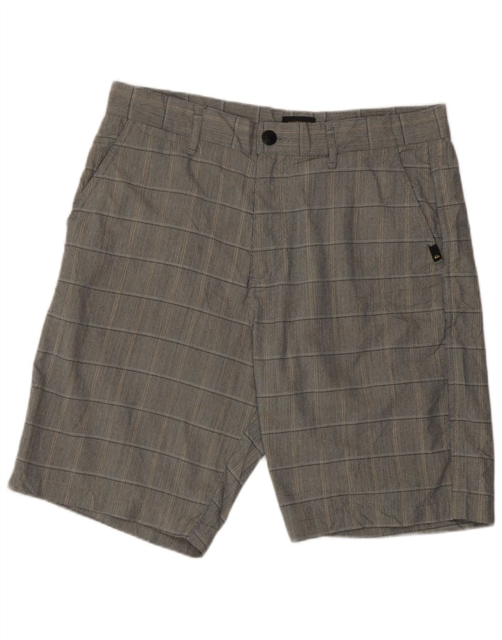 Quiksilver Pantalones cortos chinos de corte regular para hombre W32 Poliéster a cuadros gris medio
