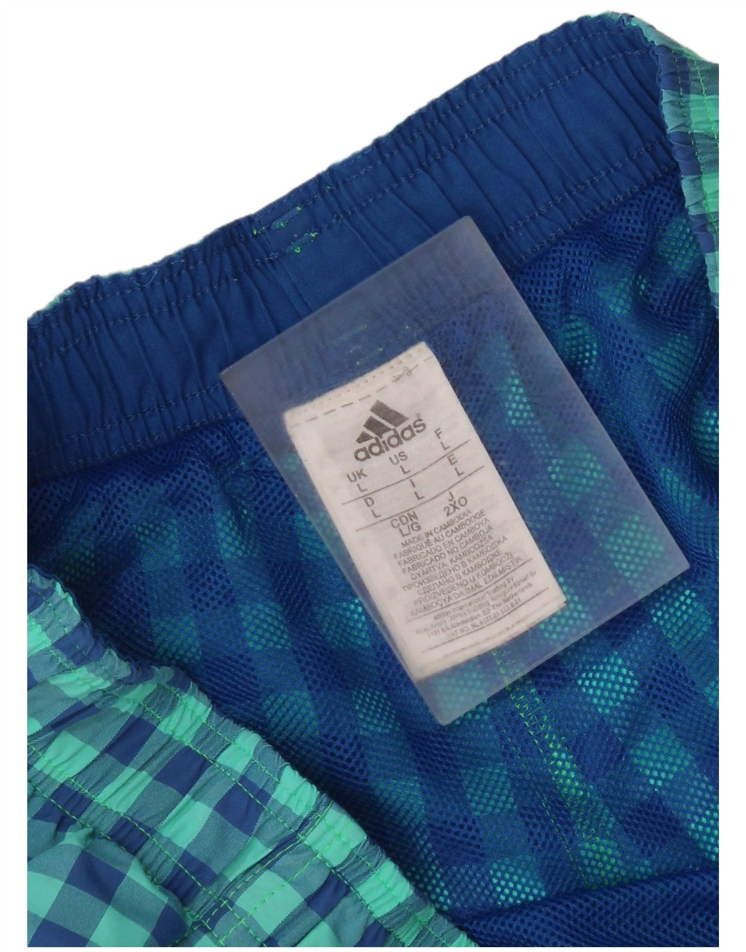 Adidas Hombre Bañador Corto Grande De Nylon A Cuadros Turquesa