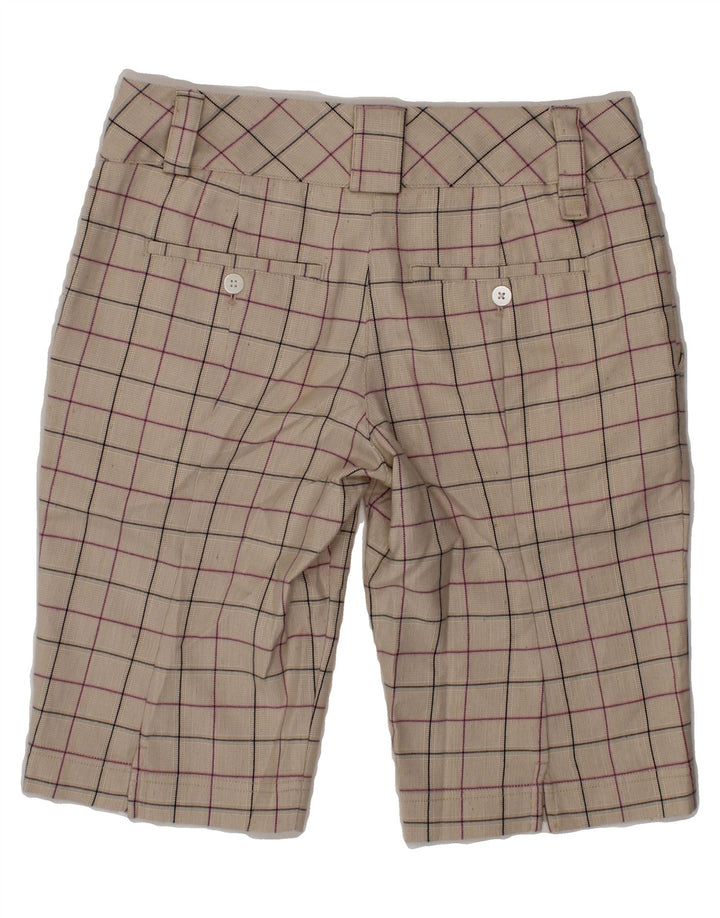 ADIDAS Womens Bermuda Chino Shorts US 4 Small W30  Beige Check Polyester Vintage Adidas and Second-Hand Adidas from Messina Hembry 