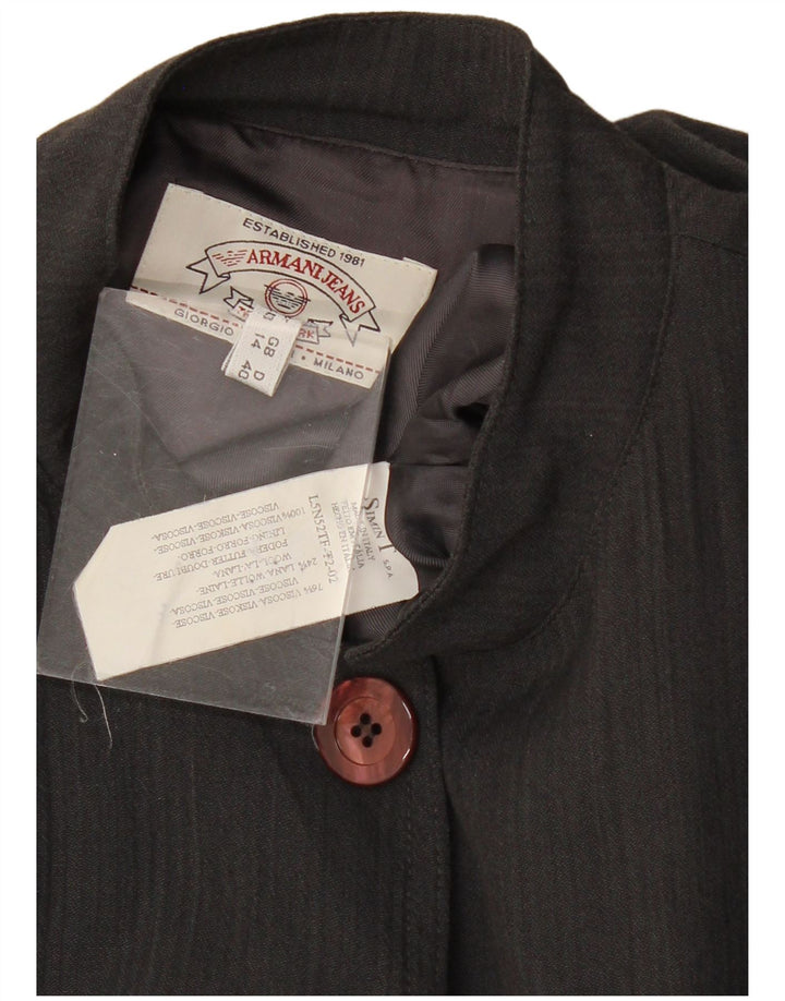 ARMANI JEANS Chaqueta tipo blazer de 5 botones para mujer UK 44 Grande Viscosa negra