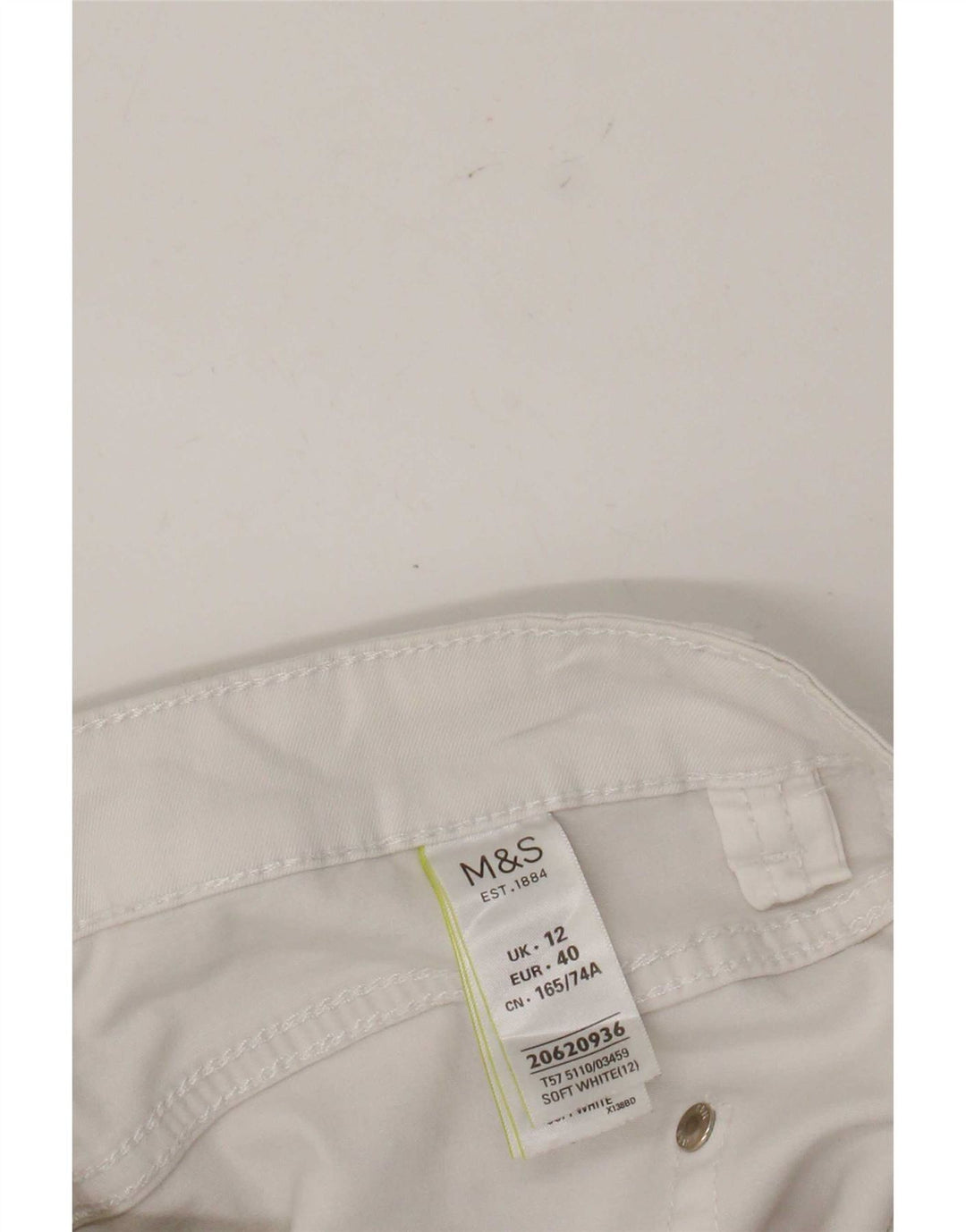 Marks & Spencer Pantalones Capri para Mujer UK 12 Medium W32 L21 Blanco