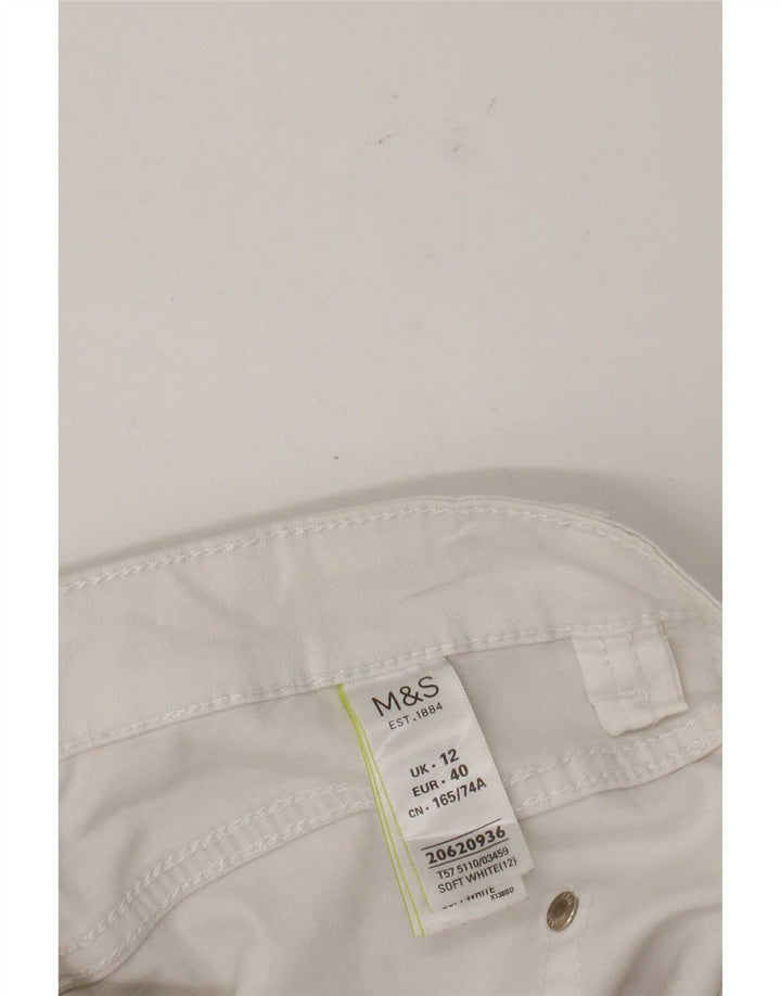 Marks & Spencer Pantalones Capri para Mujer UK 12 Medium W32 L21 Blanco