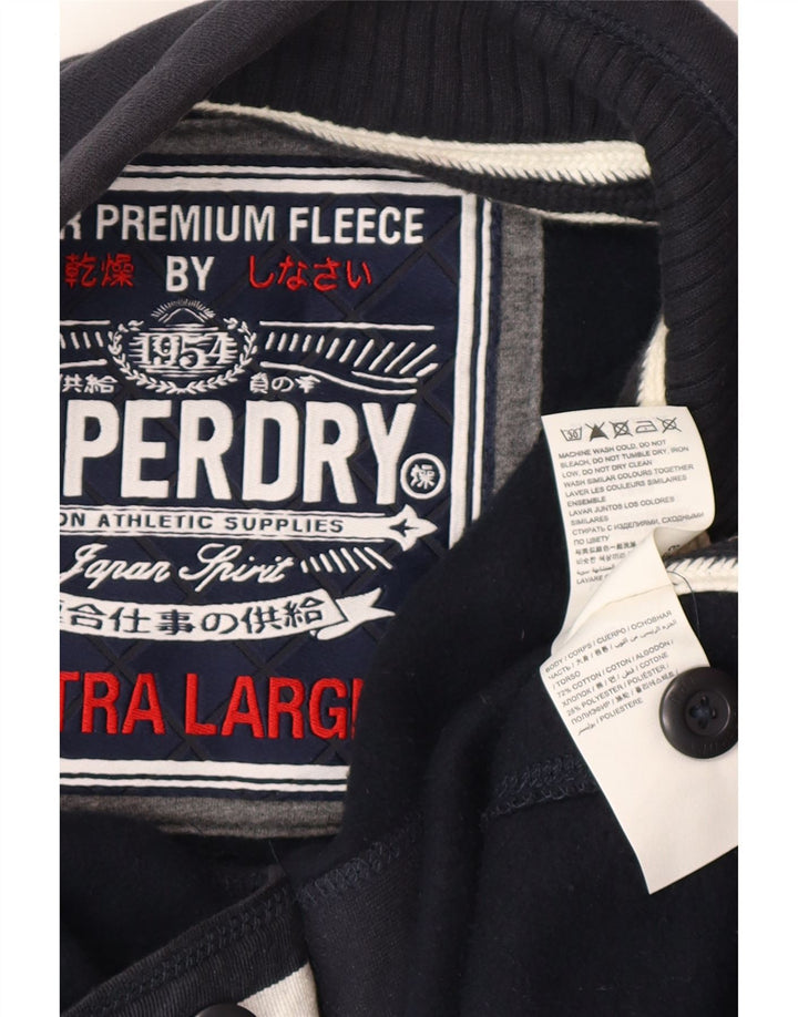 Superdry Sudadera con cuello y botones gráficos para hombre Jumper XL Azul marino Algodón