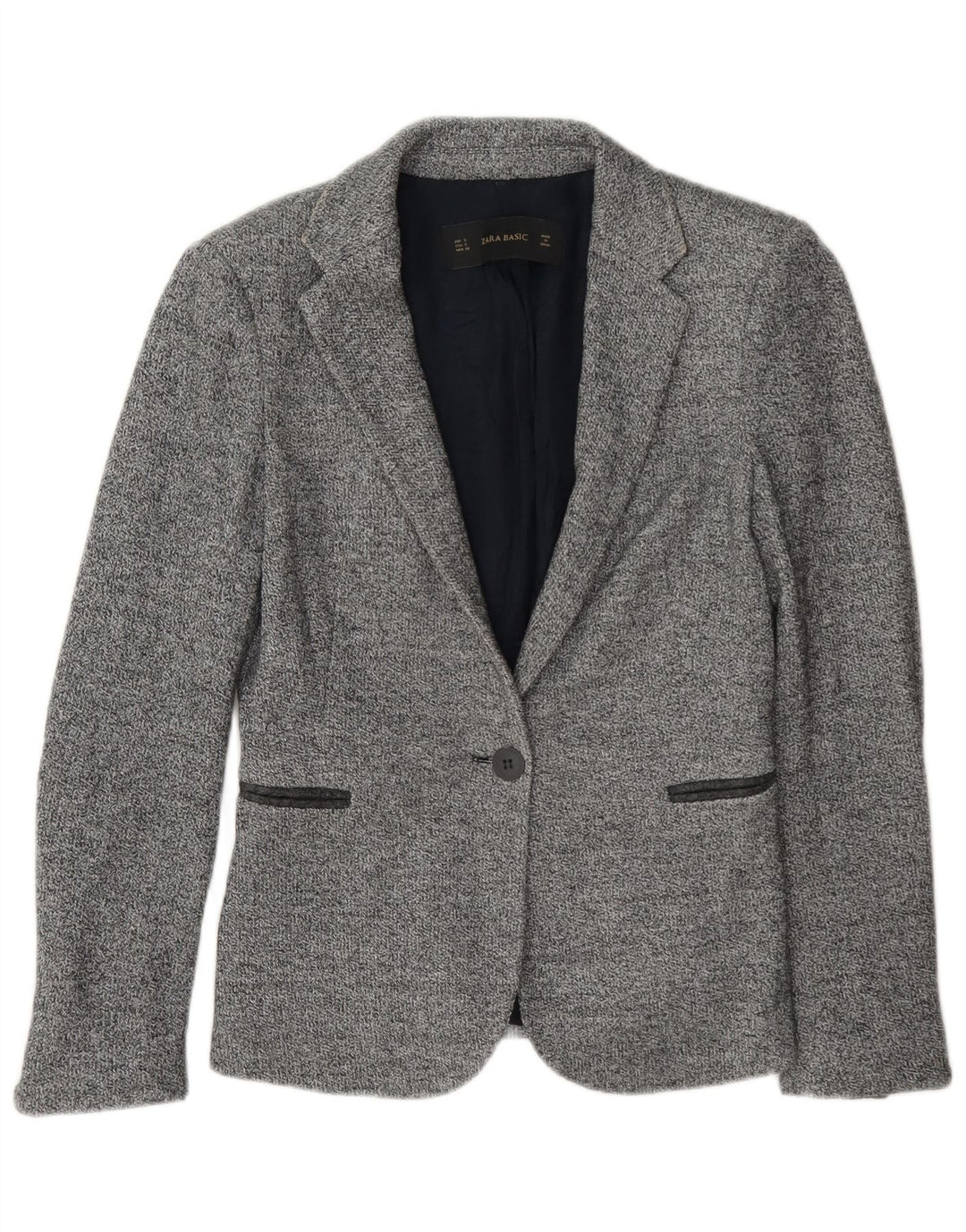 Zara Chaqueta Blazer De 1 Botón para Mujer UK 10 Small Gris Moteado