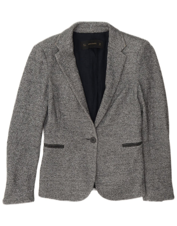 Zara Chaqueta Blazer De 1 Botón para Mujer UK 10 Small Gris Moteado