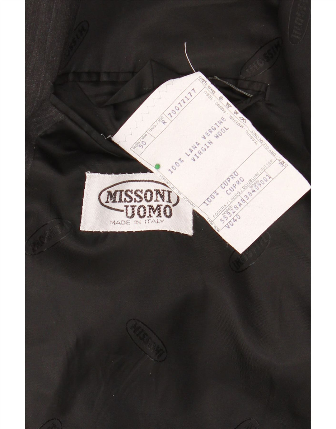 MISSONI Chaqueta tipo blazer con doble botonadura para hombre Uomo IT 50 Large Grey Pinstripe