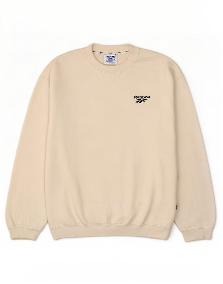 Reebok Hombre Sudadera Jumper Small Blanco Algodón