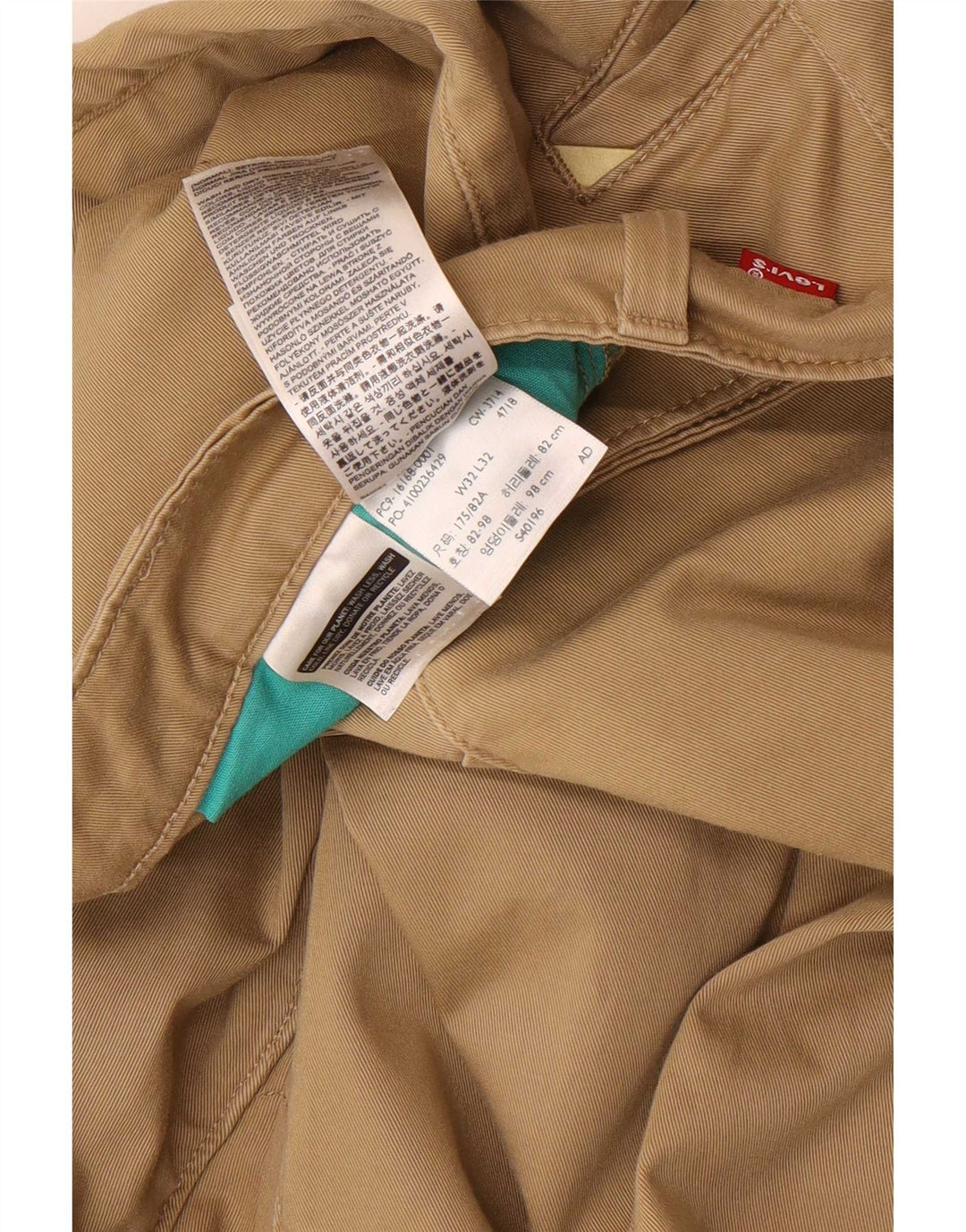 Levi's Pantalón chino ajustado para hombre W32 L32 Algodón beige