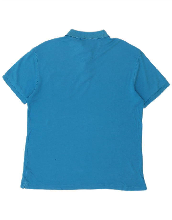 CHAPS Polo de ajuste personalizado para hombre de algodón azul medio