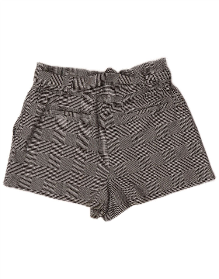 Zara Mujer Pantalones Cortos Chinos De Cintura Alta Grande W30 Poliéster De Pata De Gallo Gris