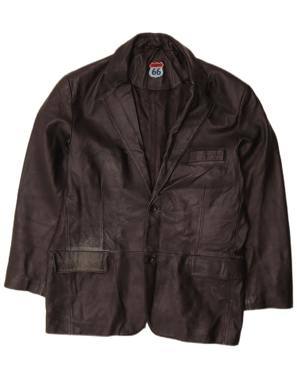 Route 66 Chaqueta de cuero para hombre UK 40 Grande Cuero negro