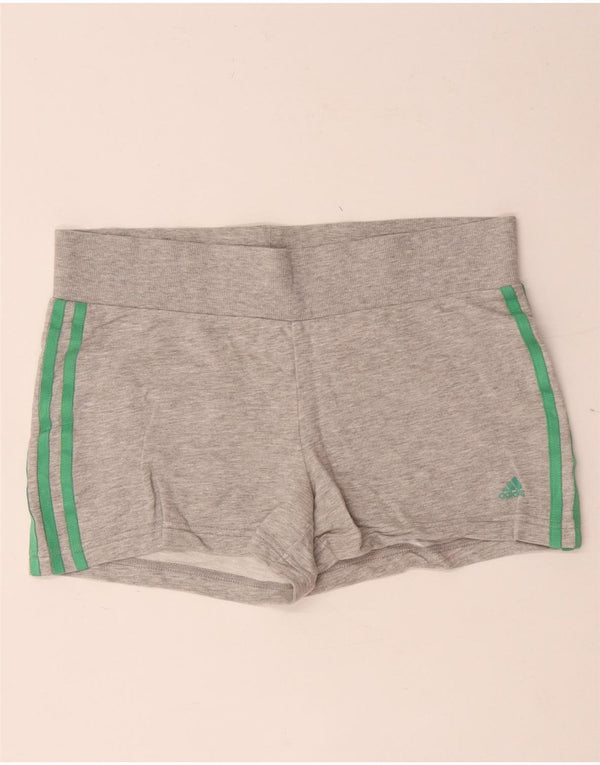 Adidas Pantalones cortos deportivos gráficos para mujer UK 44 Algodón moteado gris medio