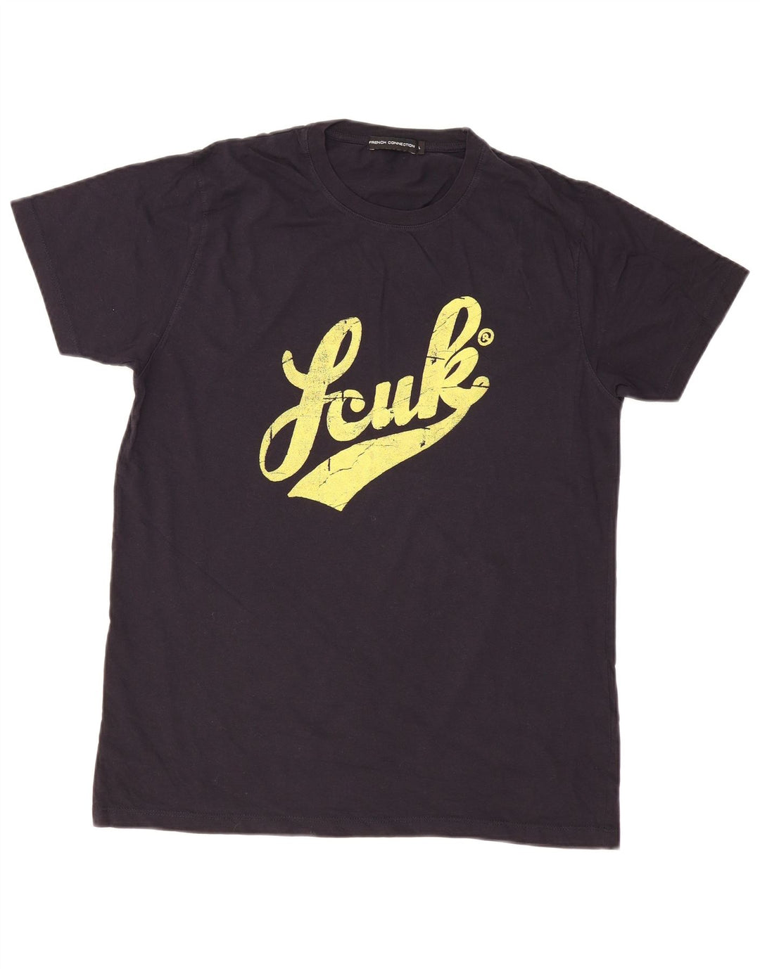 French Connection Camiseta gráfica para hombre Top grande de algodón negro