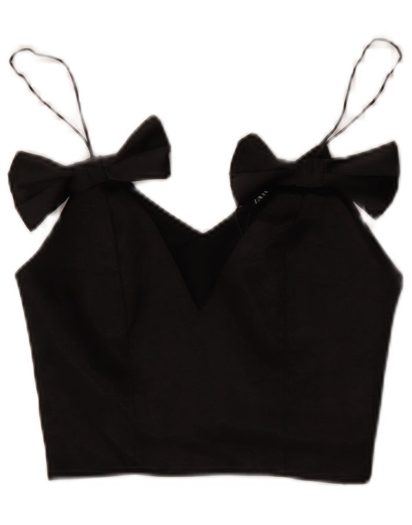 Zara Mujer Crop Cami Top UK 4 XS Poliéster Negro