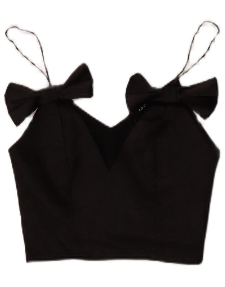 Zara Mujer Crop Cami Top UK 4 XS Poliéster Negro