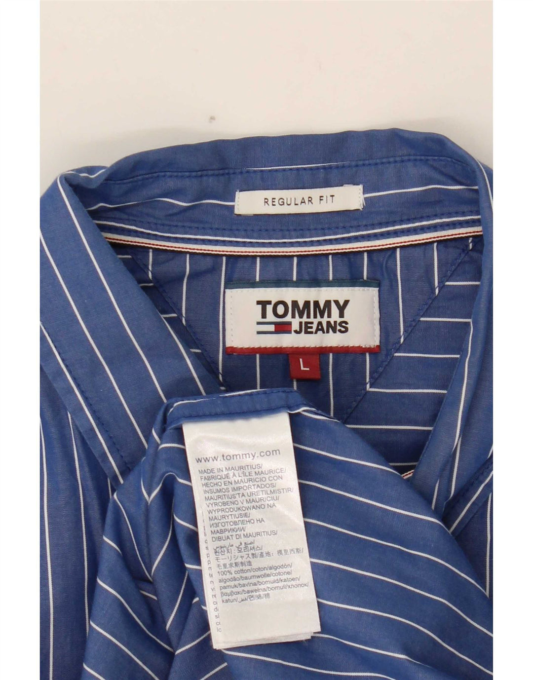 Camisa Tommy Hilfiger de corte regular para hombre de algodón a rayas azules grandes