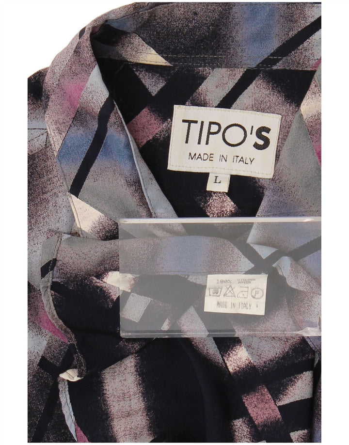 Camisa De Hombre Tipo' S Large Viscosa Geométrica Multicolor