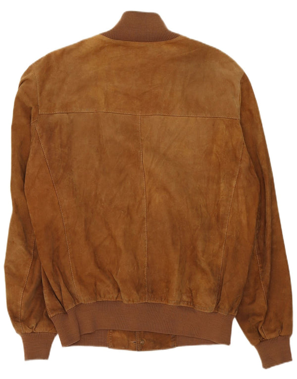 Vintage hombres ante bomber chaqueta Reino Unido 40 cuero beige grande