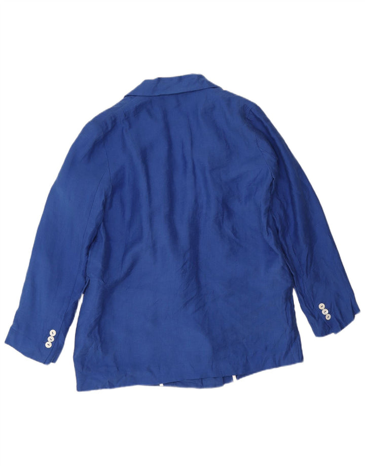 Zara Mujer Chaqueta Blazer Extragrande De Doble Botonadura Reino Unido 6 XS Azul Lyocell
