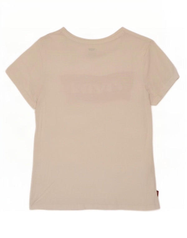 Levi's Camiseta gráfica para mujer Top UK 10 Small White Cotton